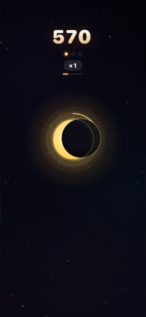 Umbra gameplay — orbiting arc around a glowing sun